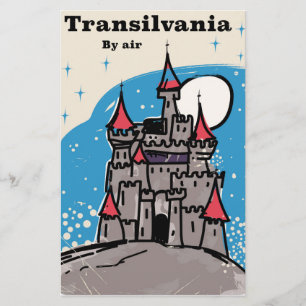 Transylvania Castle vintage travel poster Stationery
