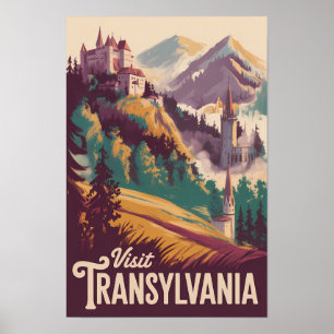 Transylvania Landscape Illustration Travel Art Poster