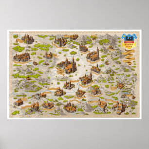Transylvania pictorial fantasy map - Poster Paper
