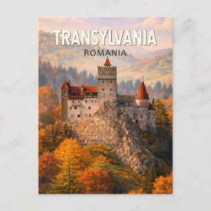 Transylvania Romania Illustration Travel Art Vinta Postcard