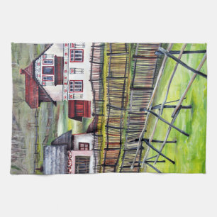 Transylvania, Romania, Picturesque Painted Scenery Tea Towel