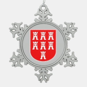 Transylvanian Saxons Crest Snowflake Pewter Christmas Ornament