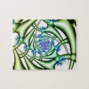Trap Blue and Green Fractal Art Jigsaw Puzzle