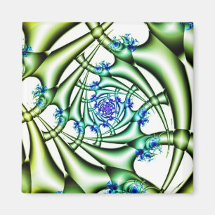 Trap Blue and Green Fractal Art Magnet
