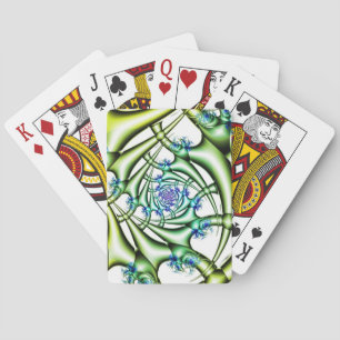 Trap Blue and Green Fractal Art Playing Cards