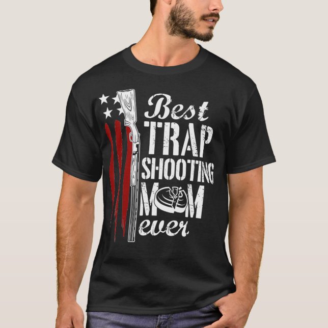 Trap Shooting Mum Gun Rights American Flag Day T-Shirt (Front)