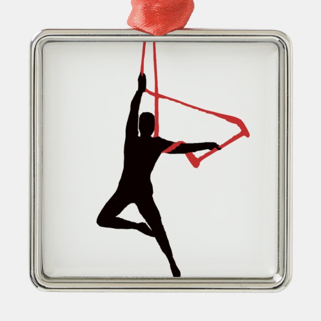 Trapeze Swing Aerialists Metal Tree Decoration (Front)