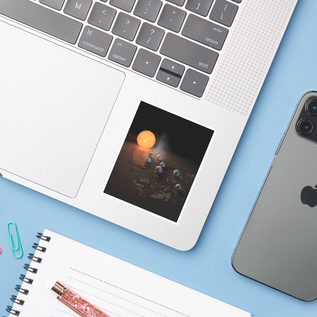 Trappist-1's Seven Planets In Orbit Around Star. (Laptop w/ iPhone)