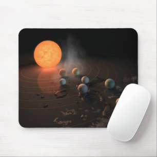 Trappist-1's Seven Planets In Orbit Around Star. Mouse Mat