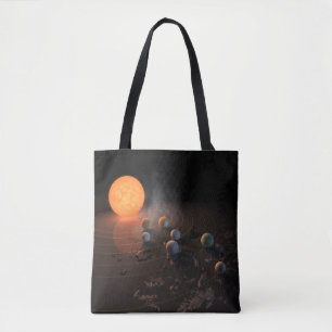 Trappist-1's Seven Planets In Orbit Around Star. Tote Bag