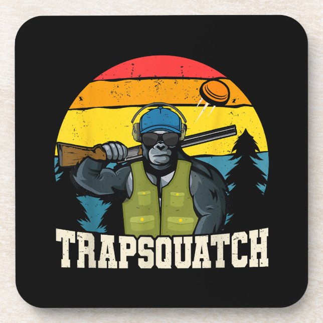 Trapsquatch Bigfoot Funny Clay Trap Shooting Men Coaster (Front)
