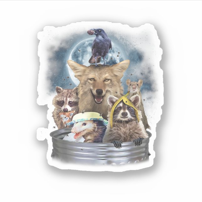 Trash Animals Howling at the Moon Funny Team Trash (Front)