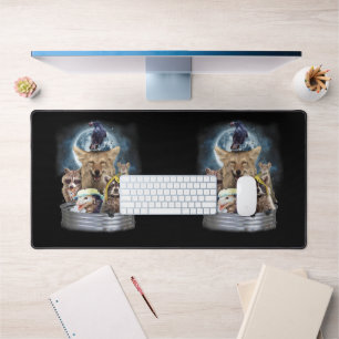 Trash Animals Howling at the Moon Funny Team Trash Desk Mat