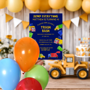Trash Bash Garbage Trucks Boys Birthday Party Invitation