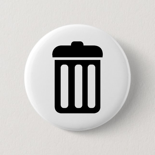 Trash bin symbol 6 cm round badge (Front)