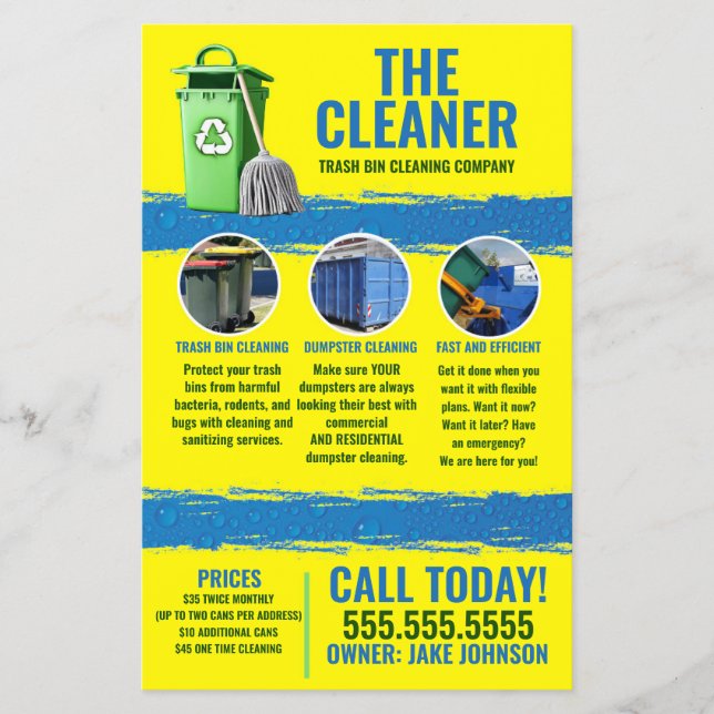 Trash Can Cleaning Service Flyer (Front)