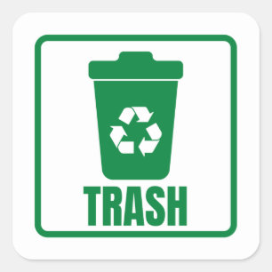 Trash Can green Classic  Square Sticker