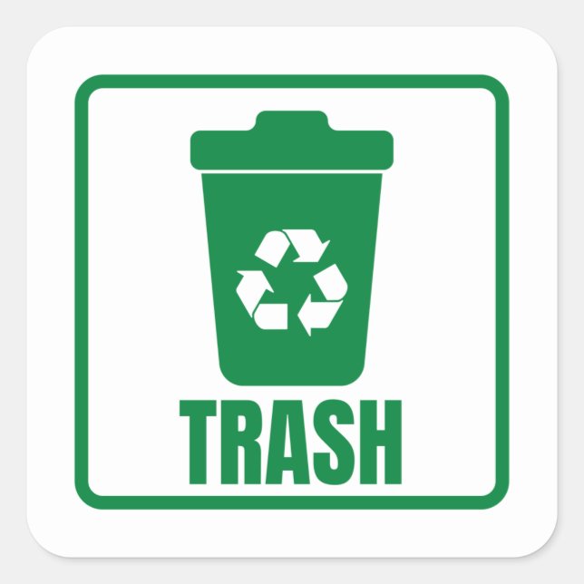 Trash Can green Classic  Square Sticker (Front)