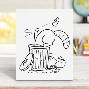 Trash Can Racoon Colouring Page Poster