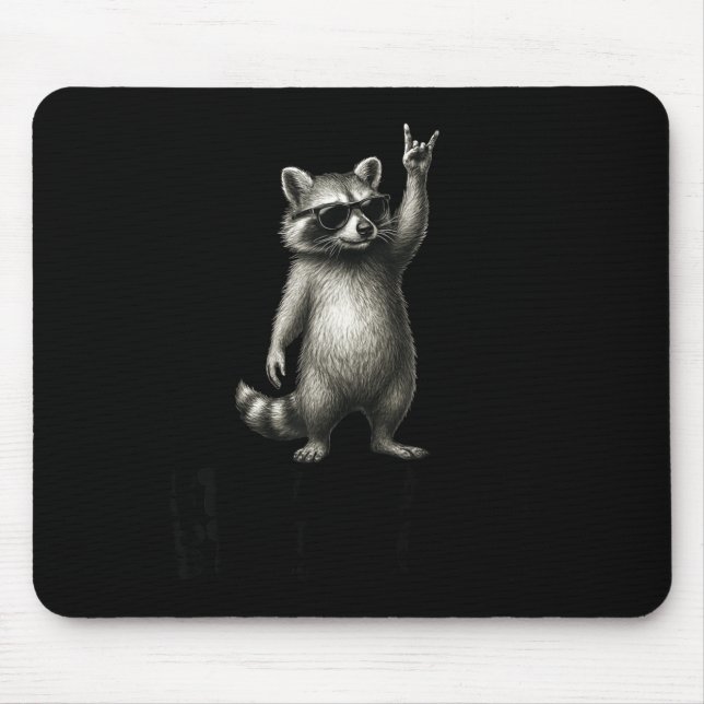 Trash DJ Rock Panda Raccoon Shades Mouse Mat (Front)