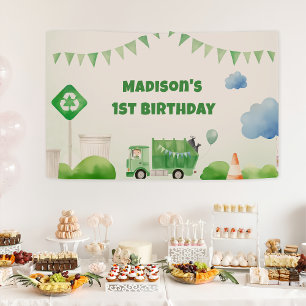 Trash Garbage Truck 1st Birthday Party Banner
