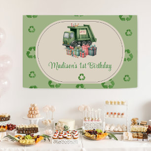 Trash Garbage Truck 1st Birthday Party Banner