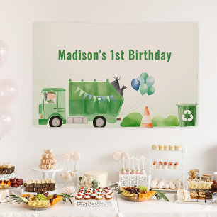 Trash Garbage Truck 1st Birthday Party Banner