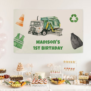 Trash Garbage Truck 1st Birthday Party Banner
