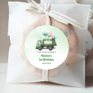 Trash Garbage Truck 1st Birthday Party Favour Tags