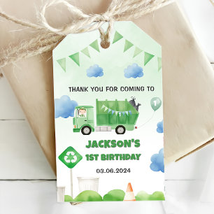 Trash Garbage Truck 1st Birthday Party Gift Tags