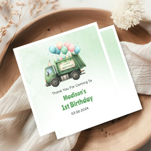 Trash Garbage Truck 1st Birthday Party  Napkin