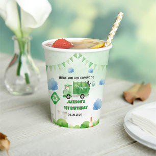Trash Garbage Truck 1st Birthday Party Paper Cups