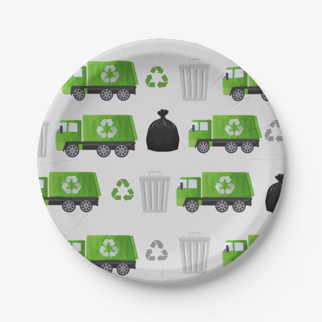 Trash Garbage Truck Birthday  Paper Plate (Front)