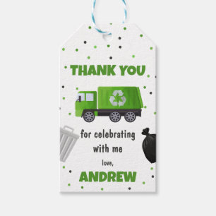 Trash Garbage Truck Birthday Thank You Tag