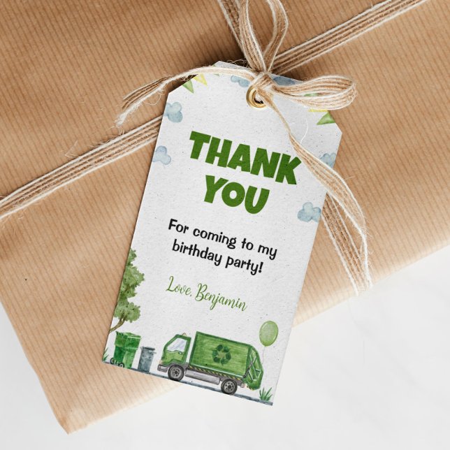 Trash Garbage Truck Birthday Thank You Tag (Creator Uploaded)
