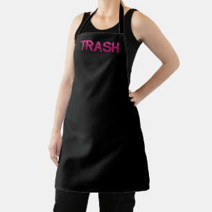 Trash Glitter Pink on Black Apron