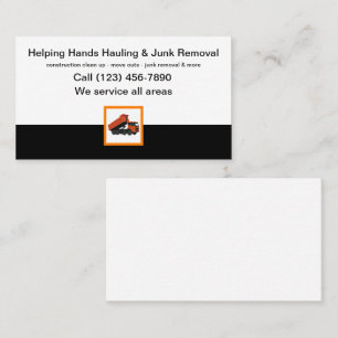 Trash Hauling And Junk Removal Business Card