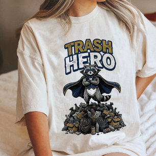 Trash Hero Racoon Superhero Funny Animal Design Tri-Blend Shirt