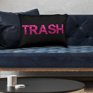 Trash Hot Pink Glitter Decorative Cushion