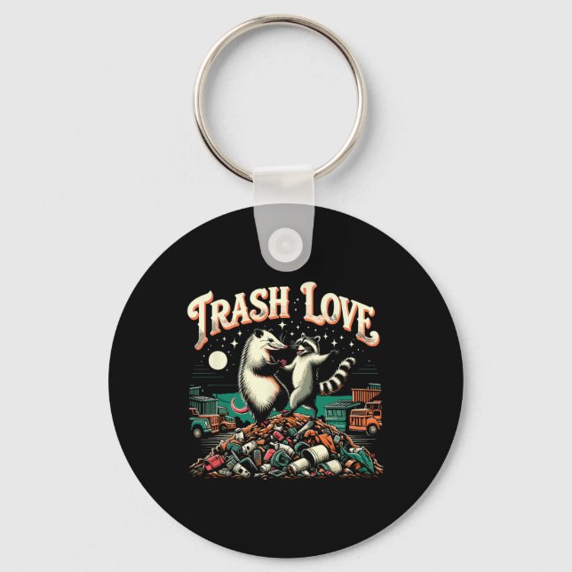 Trash Love Racoon Possum  Key Ring (Front)