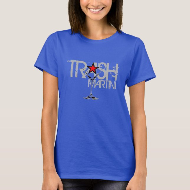 TRASH Martini Ladies Cap Sleeve Raglan Silver logo T-Shirt (Front)
