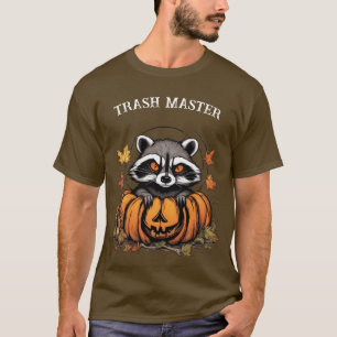 Trash Master Racoon and pumpkin Funny Halloween T-Shirt