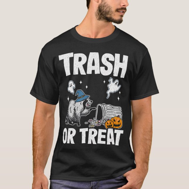Trash Or Treat Racoon Racoon Halloween T-Shirt (Front)