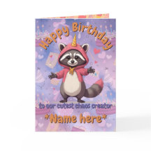 Trash Panda - Birthday Card - custom name