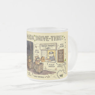 Trash Panda Coffee Drive-thru   Racoon Co Frosted Glass Coffee Mug