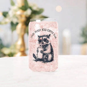 Trash Panda Iced Coffee Club Funny Raccoon Can Glass