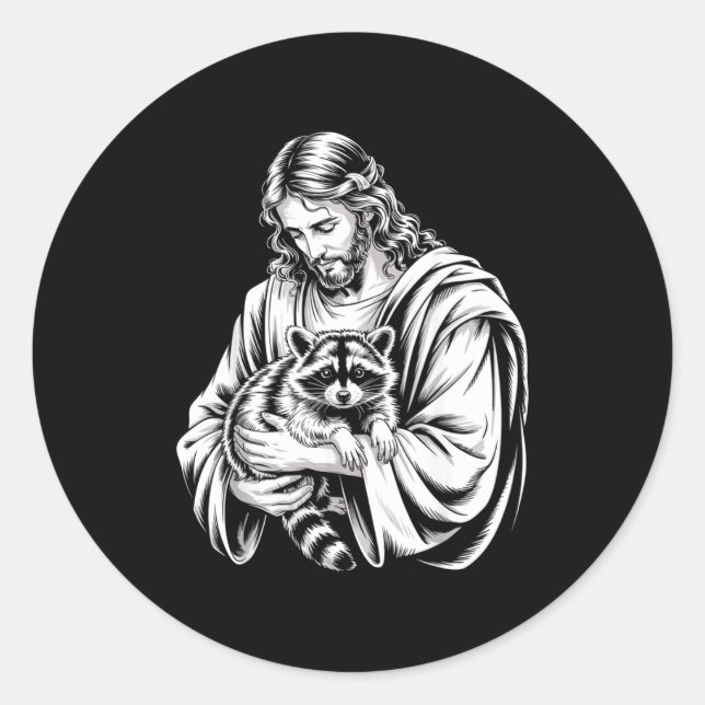 Trash Panda Jesus Raccoon Trashed Racoon Animal Ra Classic Round Sticker (Front)