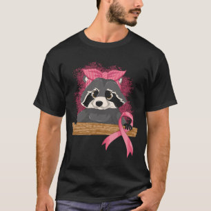 Trash Panda Pink Ribbon Racoon Breast Cancer Awar T-Shirt