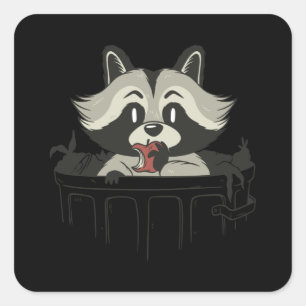 Trash Panda Raccoon eating Garbage Gift Square Sticker