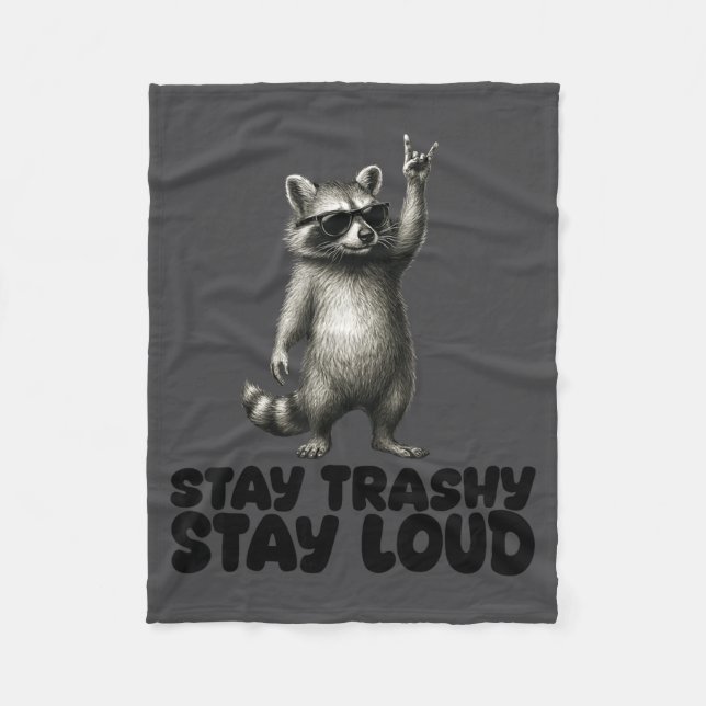 Trash Panda Rock DJ Shades Raccoon Fleece Blanket (Front)